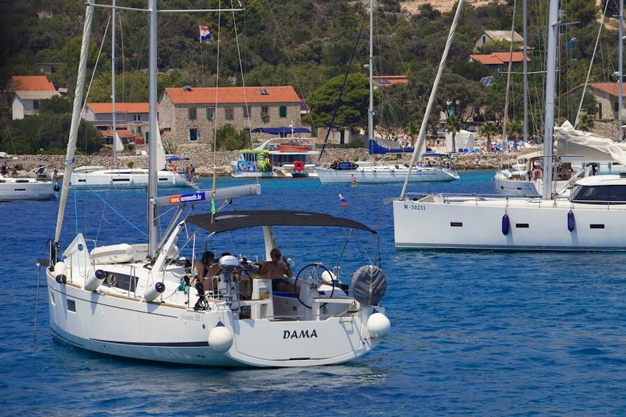 Sailing yachts in Mediterranean bay, Adriatic
