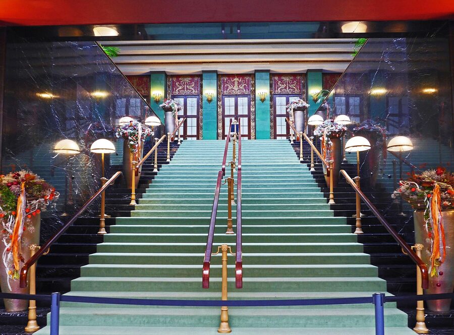 The carpeted marble staircase inside the Kurhaus, Baden-Baden