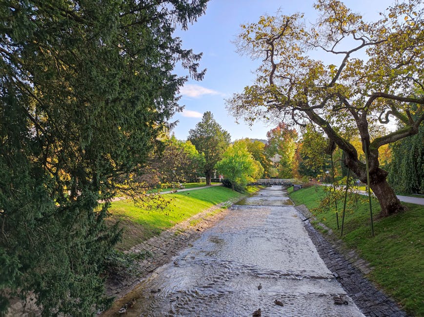 The Oos river flowing through the Lichtentaler Allee park in Baden-Baden