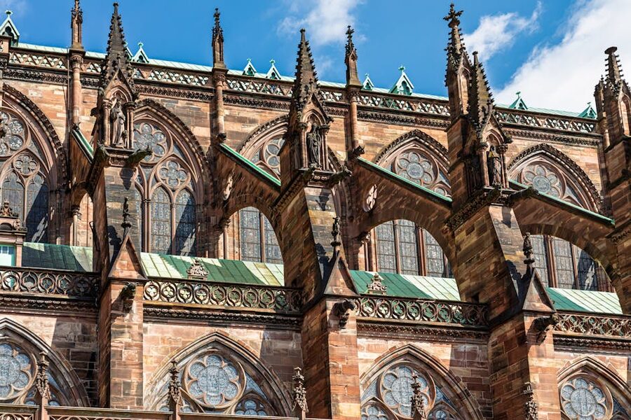 The gothic facade of Strasbourg cathedral, an hour from Baden-Baden across the Rhine