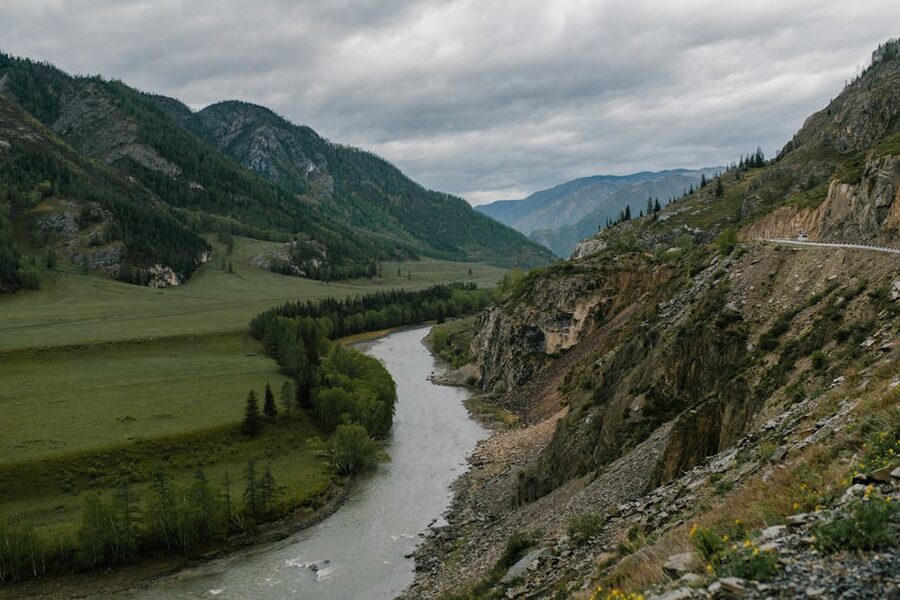 Mountain stream and vegetation in a Bhutanese valley