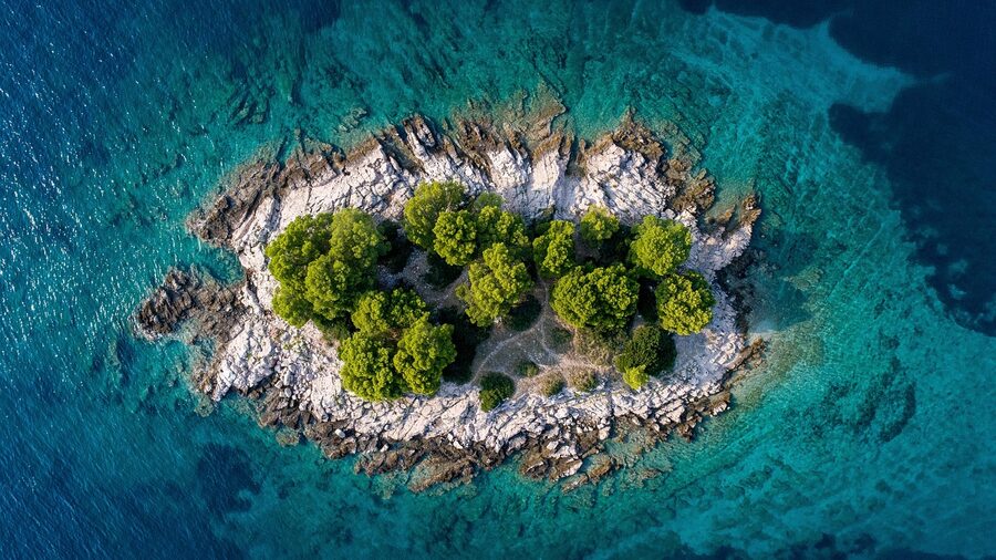 Aerial view of a Croatian island in the Adriatic