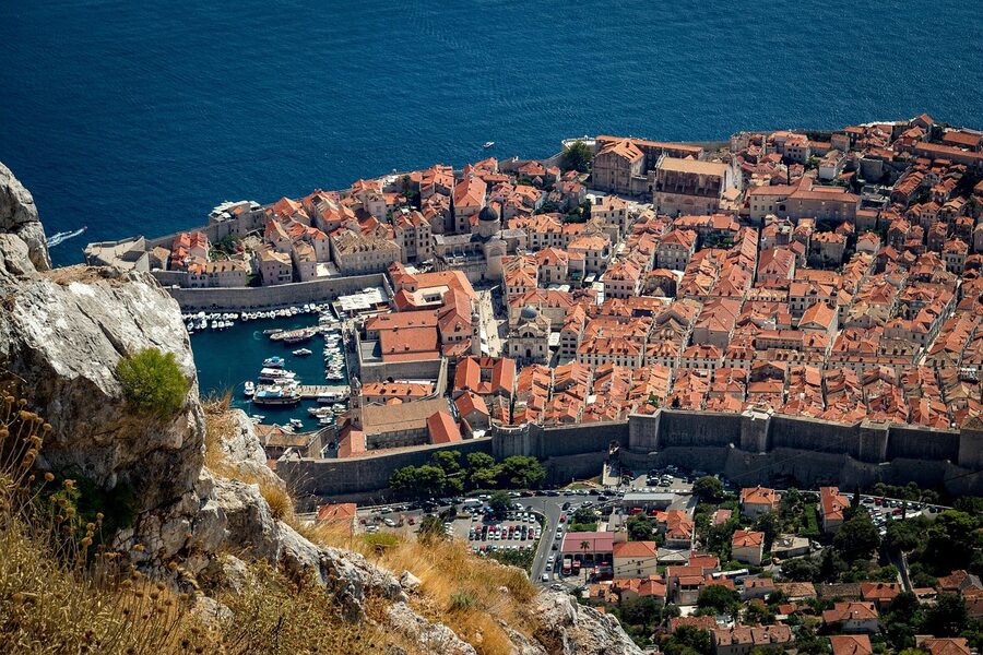 Old Town Dubrovnik on the Dalmatian coast at sunset