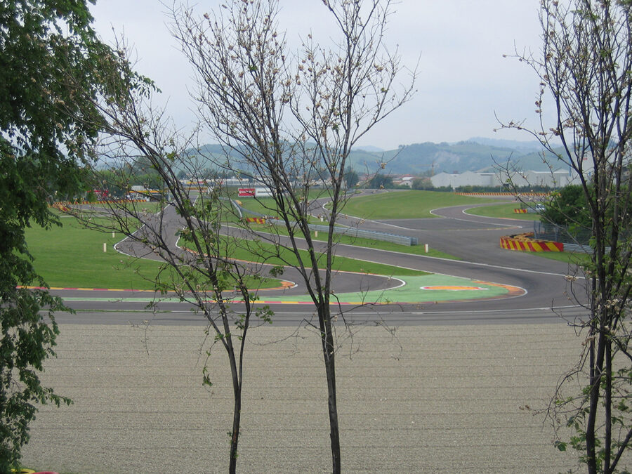 View of the Pista di Fiorano test track from the perimeter road