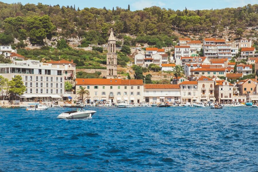 Aerial view of Hvar Town, Dalmatia, Croatia