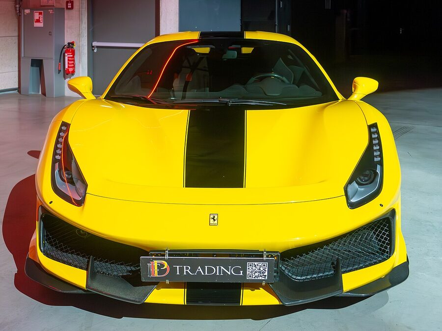 A Ferrari 488 in Italian countryside