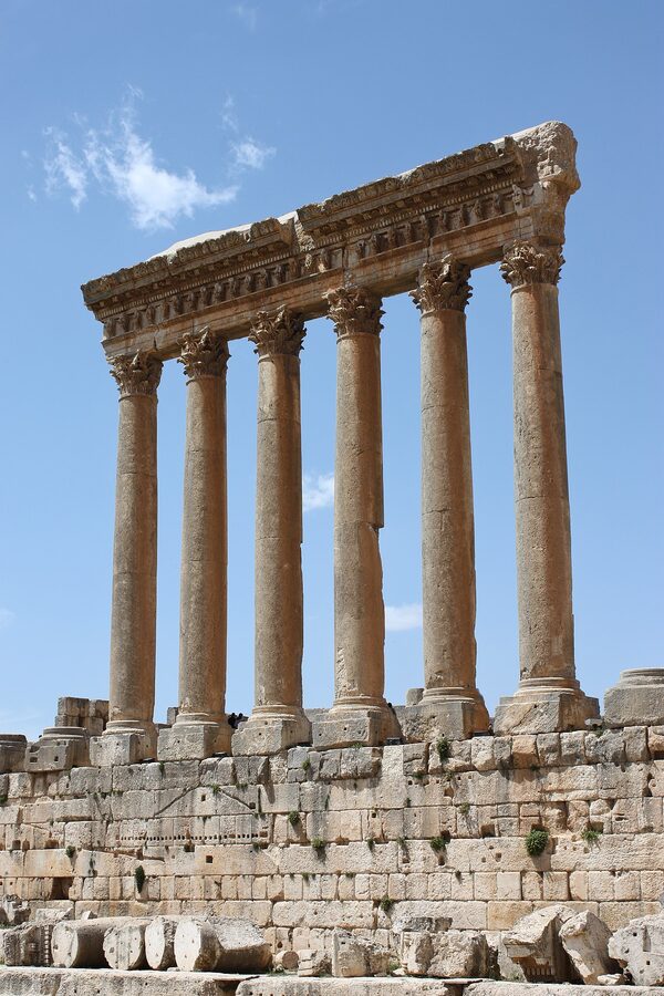 Detail of the Temple of Jupiter capital and architrave at Baalbek