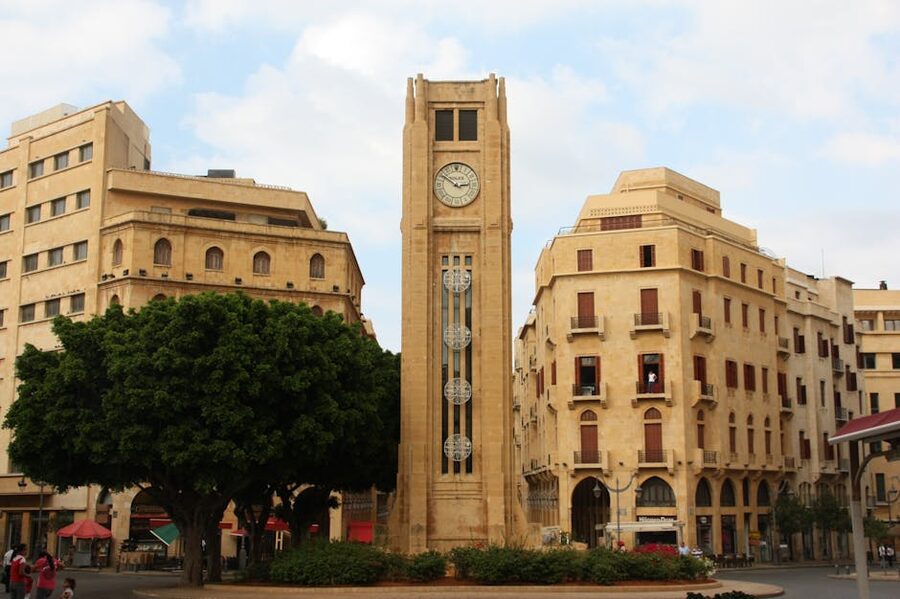 Historic clock tower in downtown Beirut, Lebanon