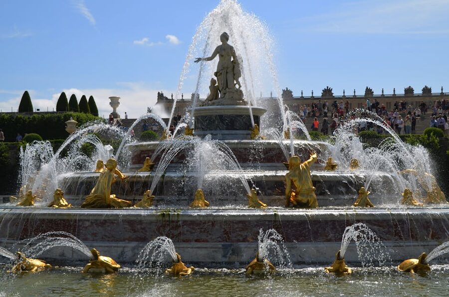 Apollo Fountain at Versailles with gilded statues of Apollo's chariot rising from the water