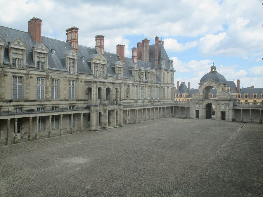 The Cour Ovale at Chateau de Fontainebleau, the oldest courtyard at the heart of the chateau