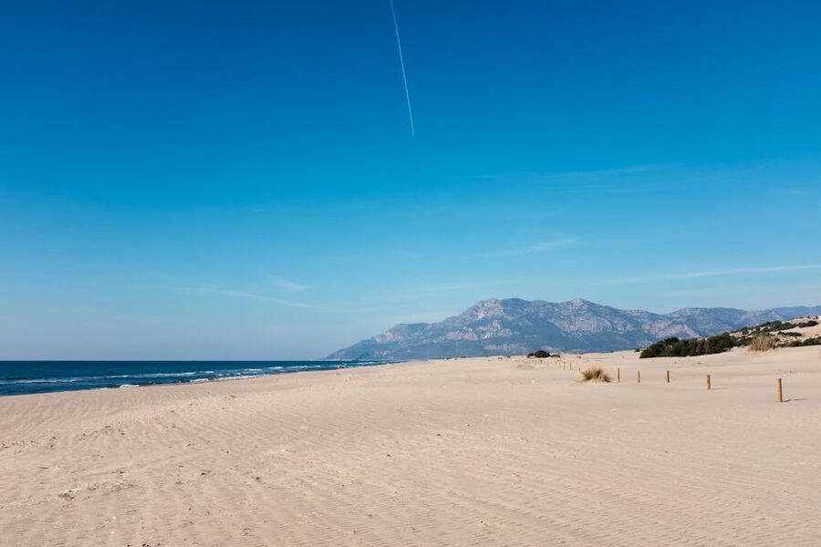 Patara Beach in Antalya, Turkiye, under a clear blue sky