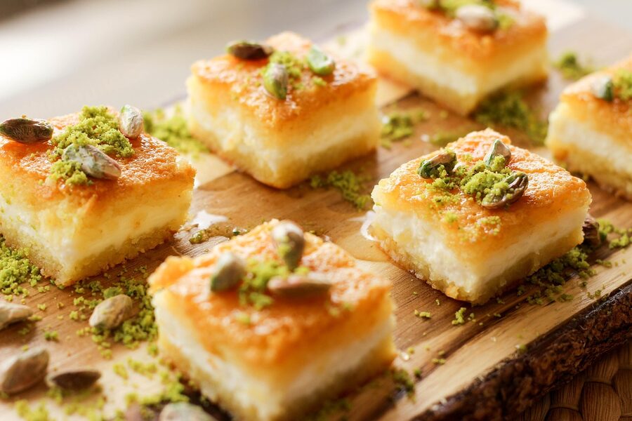 Turkish baklava with a small cup of Turkish coffee on the side