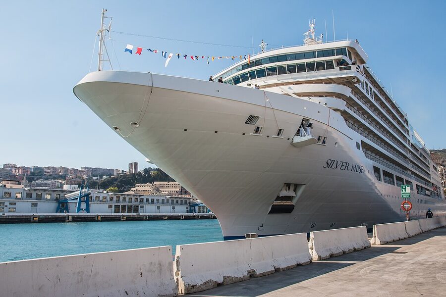 The Silversea Silver Muse, a 596-passenger Muse-class luxury cruise ship at sea