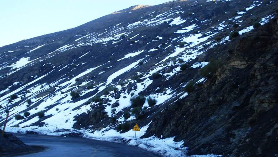 The Tizi n'Tichka pass road through the High Atlas