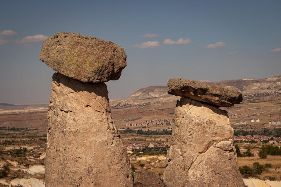 Fairy chimney rock formations near Urgup in Cappadocia
