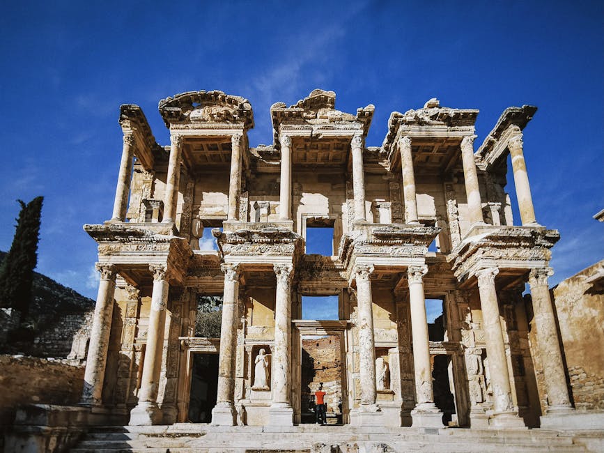 Library of Celsus at Ephesus under clear sky