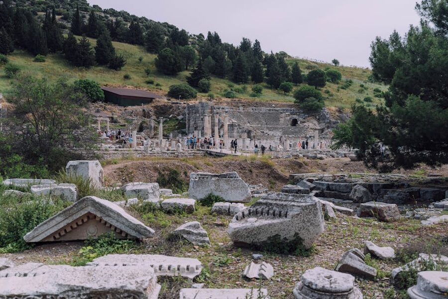 Ancient ruins at the Ephesus archaeological site