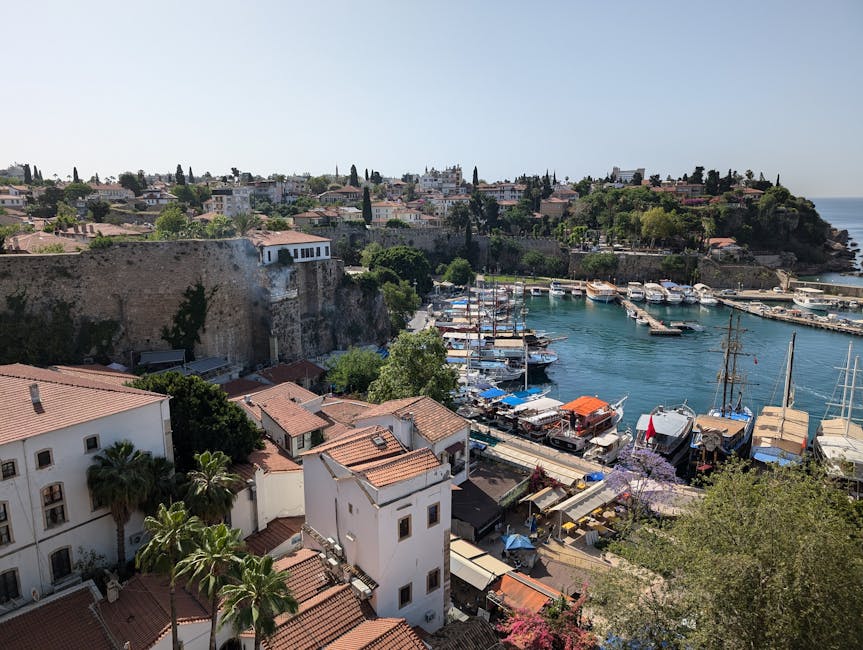 Kaleici old harbor aerial view in Antalya