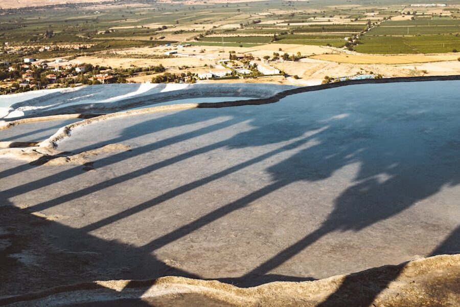 Aerial view of Pamukkale terraces