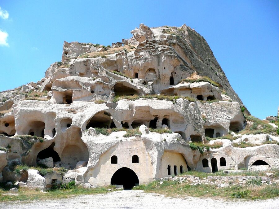 Uchisar Castle rising above Cappadocia