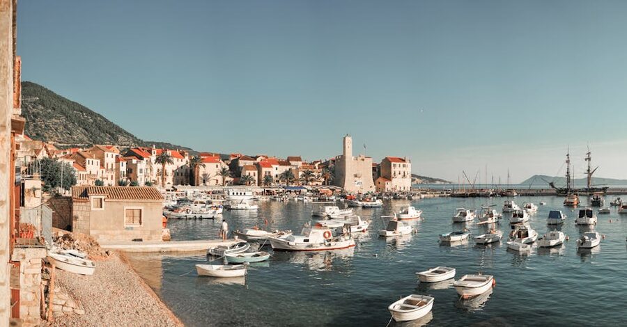 Komiza harbor on Vis Island, Croatia